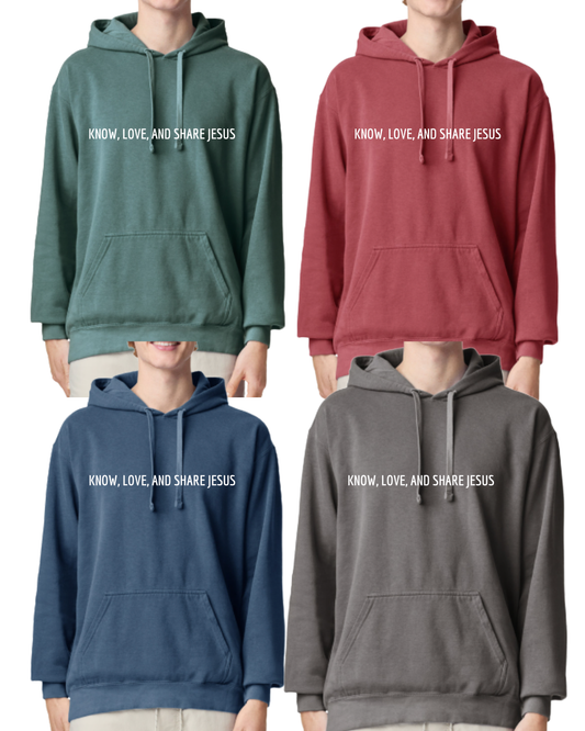 Know Love Share Jesus Comfort Colors Hoodie