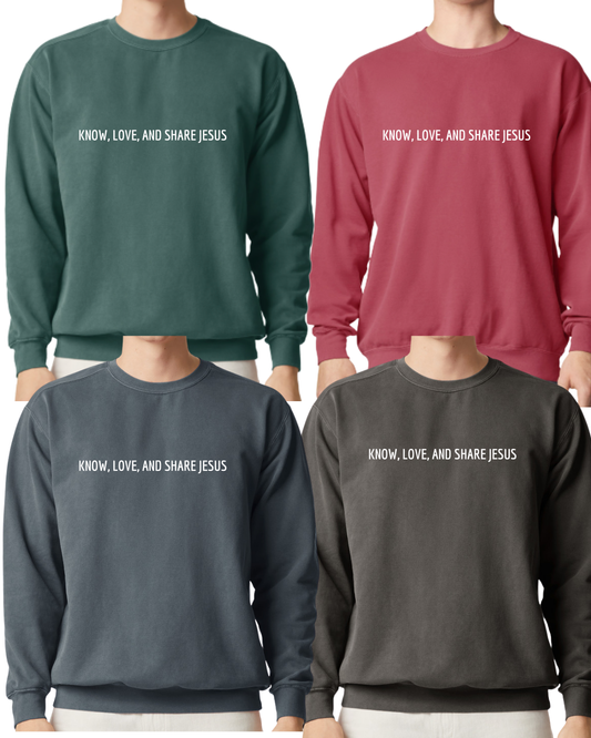 Know Love Share Jesus Comfort Colors Crewneck