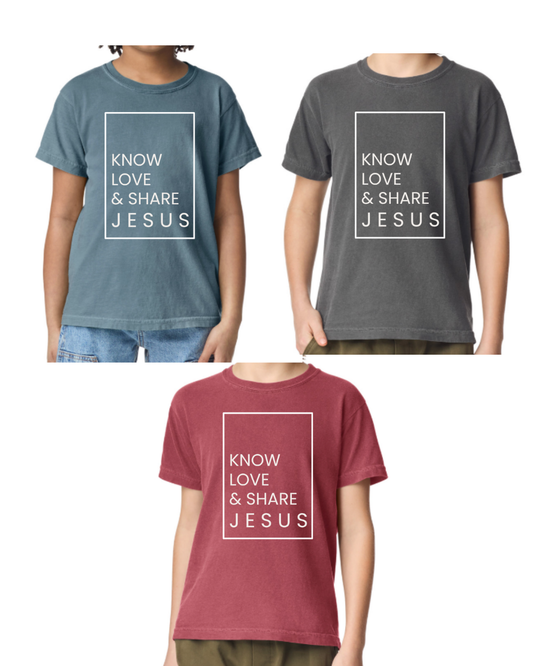 Youth Know Love Share Jesus - Comfort Colors Short Sleeve