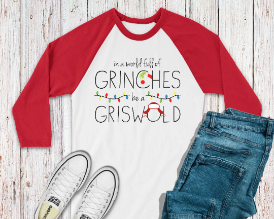 In A World Full Of Grinches Be A Griswold | Christmas | Tee | 3/4 Sleeve Raglan Baseball Tee | Long Sleeve | Tank | Youth Inactive
