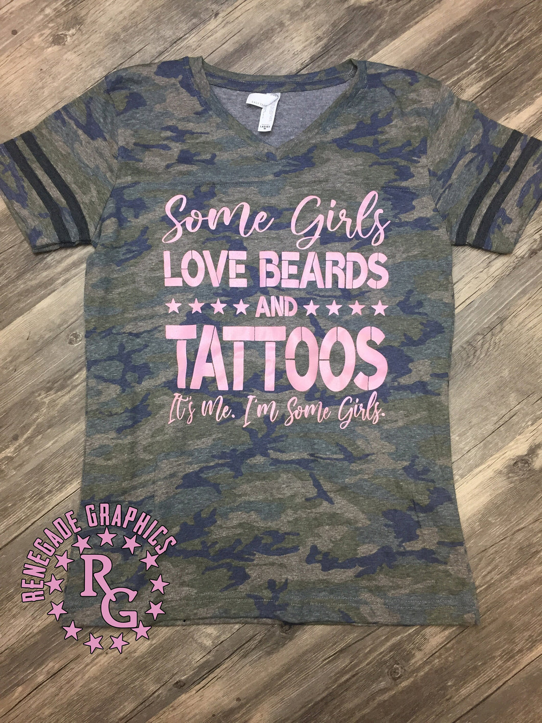 REDUCED! - Some Girls Love Beards and Tattoos It's Me I'm Some Girls | Women's Camo V-Neck Jersey