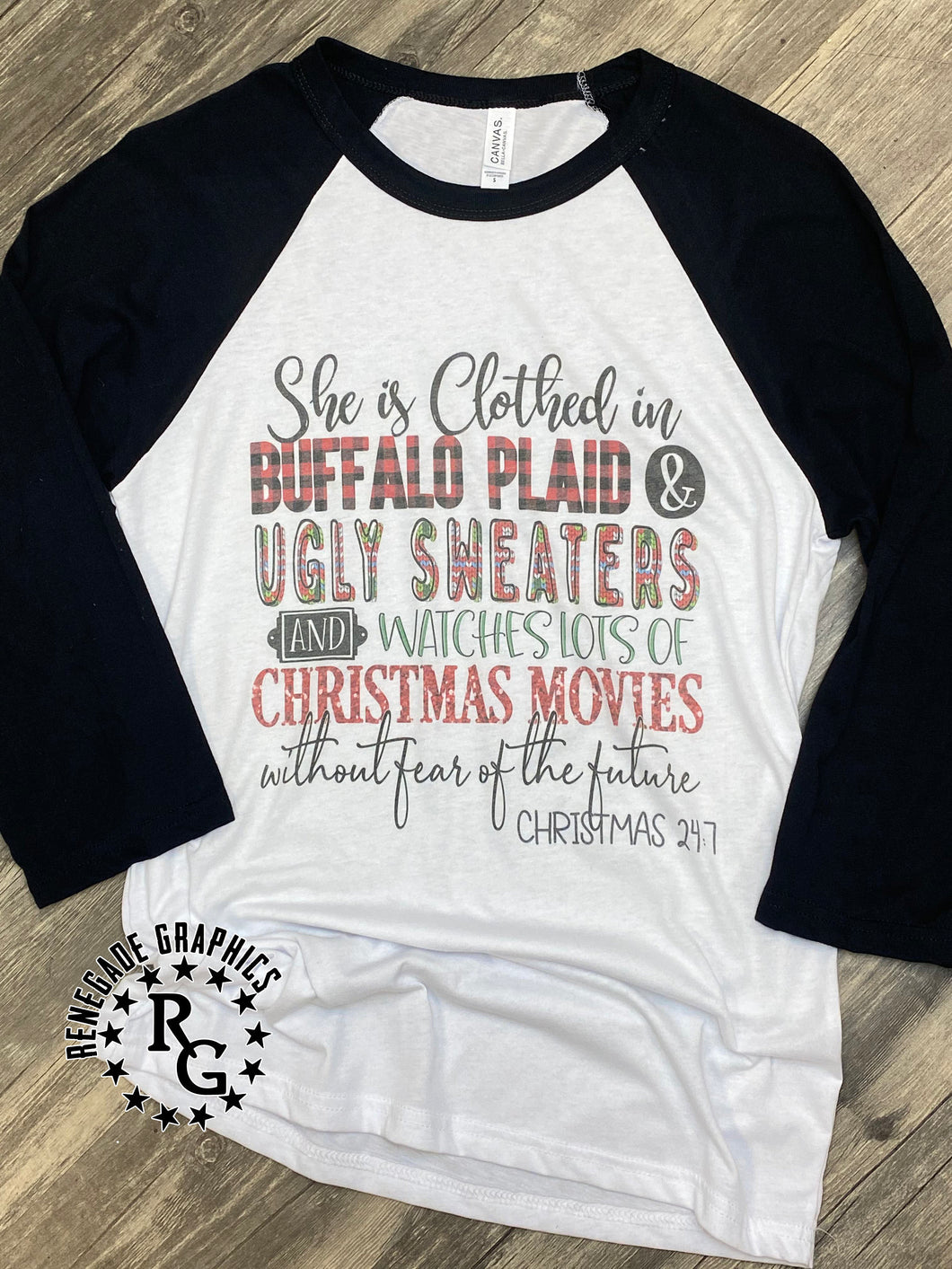 Clothed In Buffalo Plaid Ugly Sweaters...Without Fear Of The Future... | Tee | 3/4 Sleeve Raglan | Long Sleeve | Tank | Hooded Tee