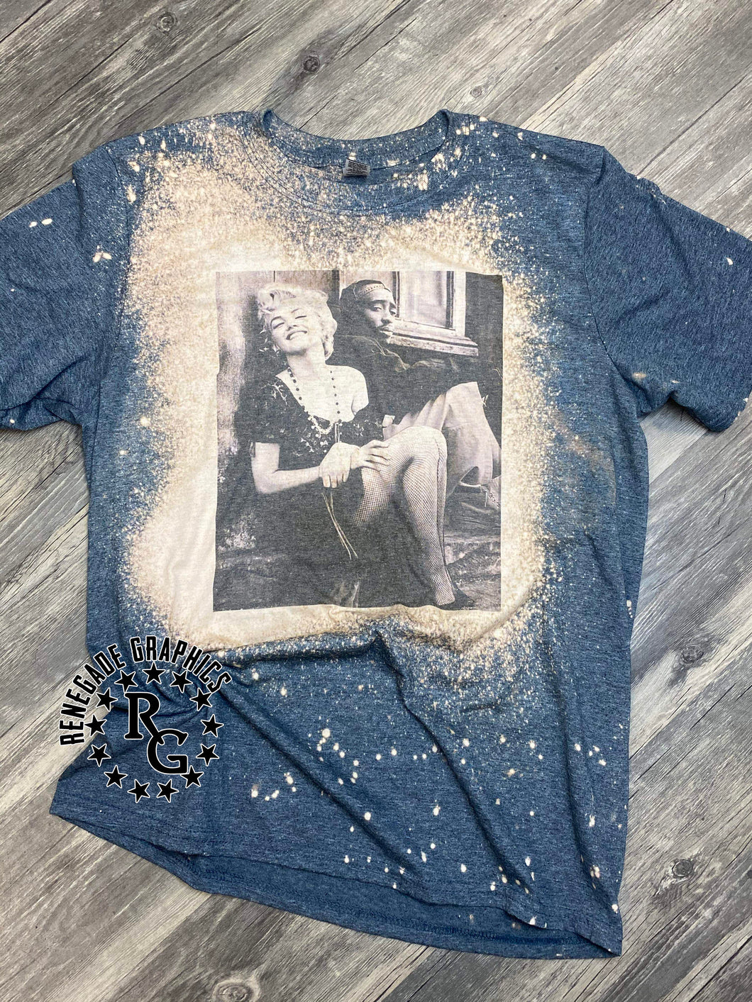 Marilyn Monroe & Tupac | Hollywood Babe | Actress | Rapper | Vintage | Bleached Shirt
